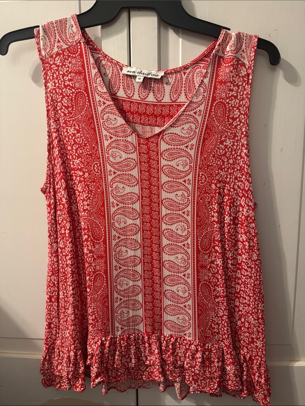 Red Paisley Sleeveless Women's Top